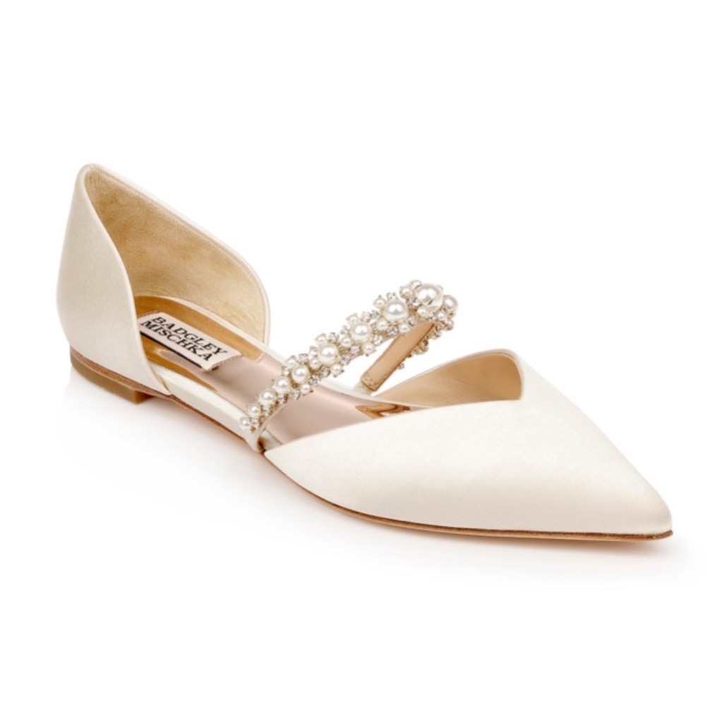 BADGLEY MISCHKA Natalia d’Orsay Flat in Ivory Size 7.5